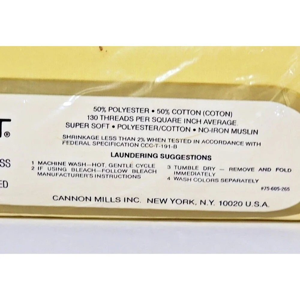 Vintage Cannon Edgemont Twin Flat Sheet NOS Butter Yellow Soft Muslin Fabric USA